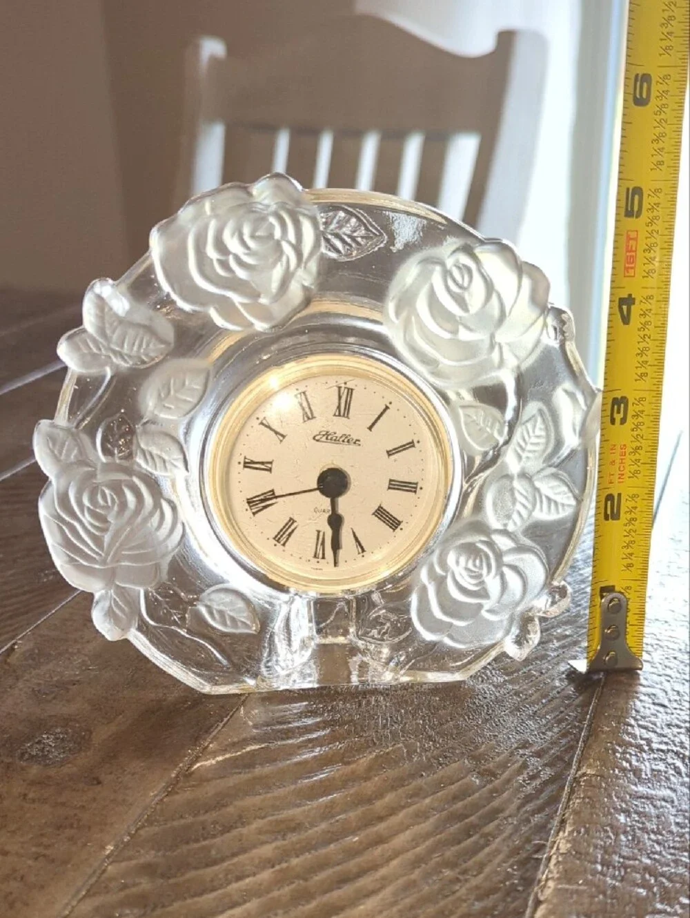 Vintage Haller Rose Glass Mantel Clock